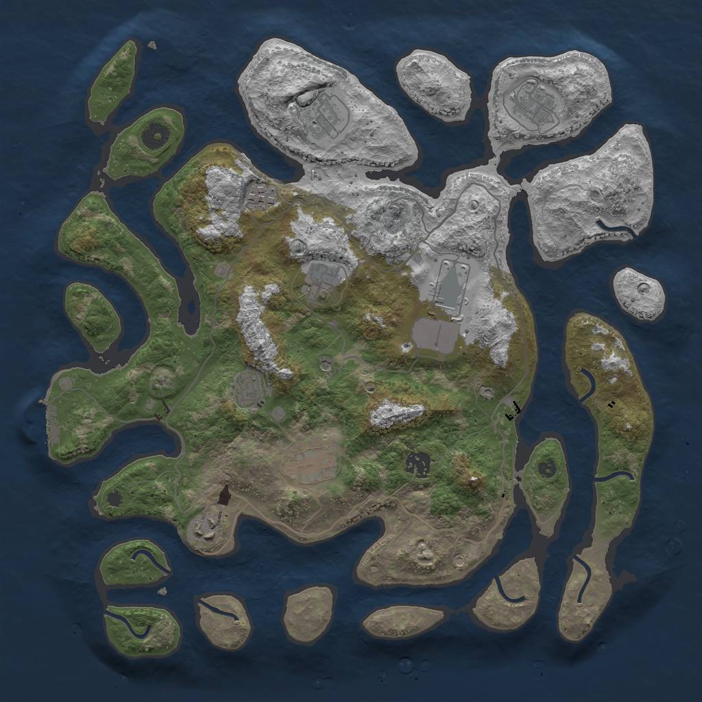 Rust Map: Procedural Map, Size: 4000, Seed: 1227820149, 13 Monuments