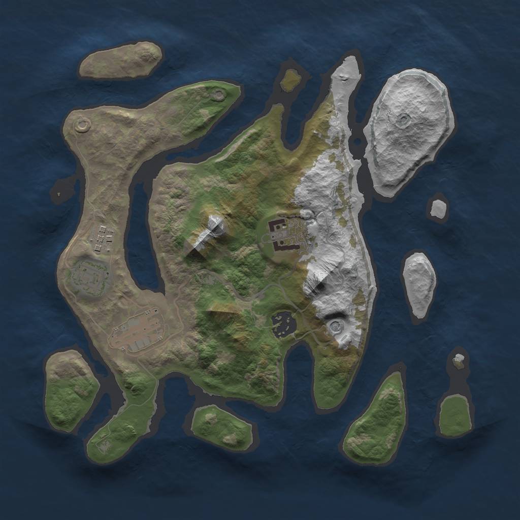 Rust Map: Barren, Size: 3000, Seed: 8397768, 8 Monuments