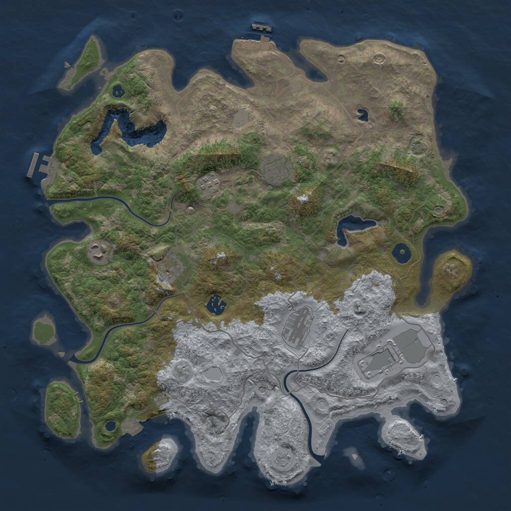 Rust Map: Procedural Map, Size: 4050, Seed: 1649889875, 13 Monuments