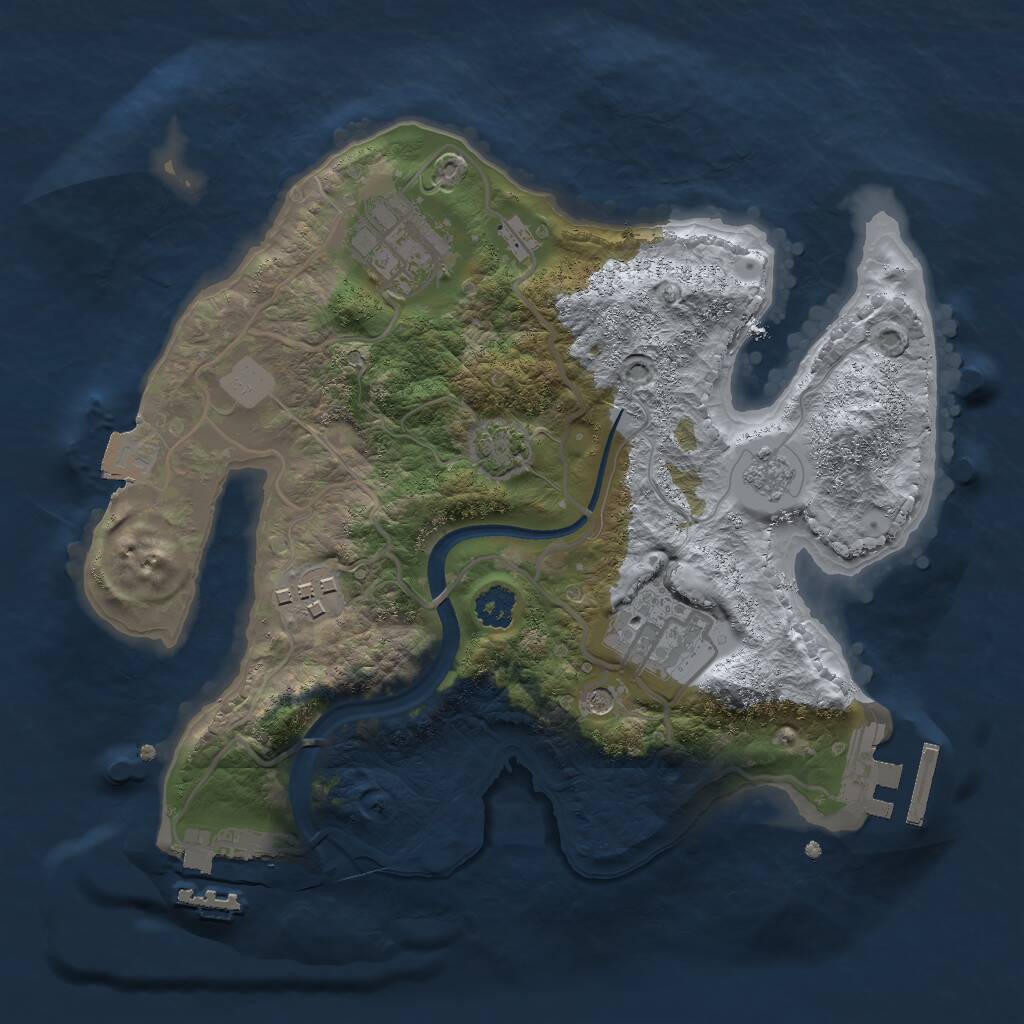Rust Map: Procedural Map, Size: 2500, Seed: 577744677, 9 Monuments