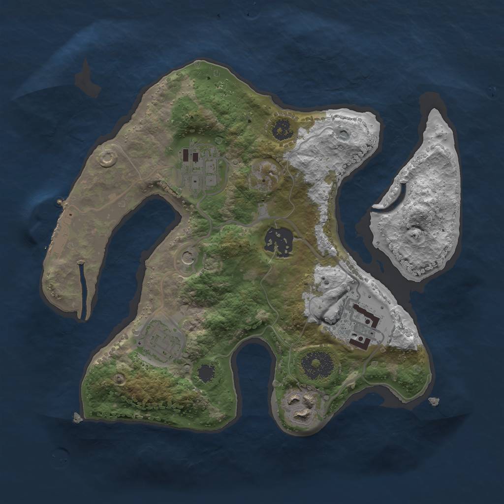 Rust Map: Procedural Map, Size: 2500, Seed: 577744677, 9 Monuments