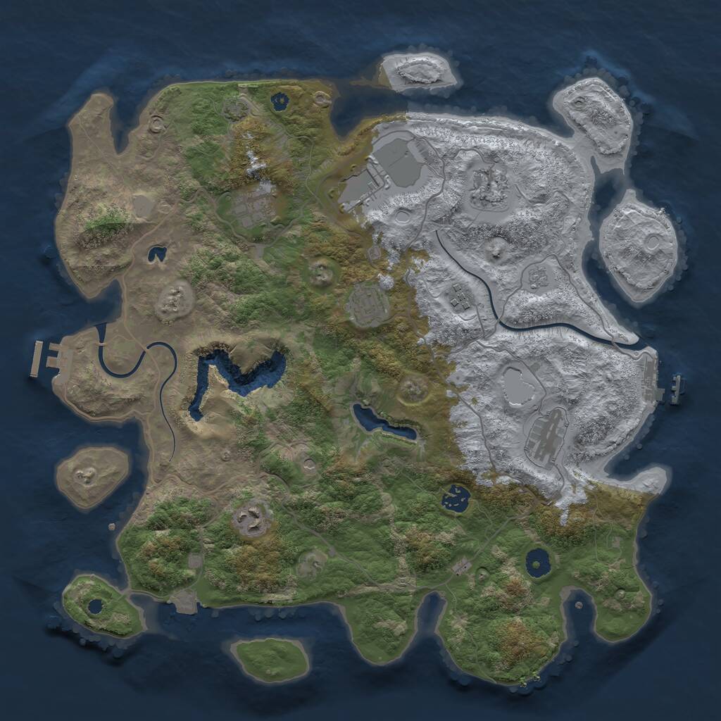 Rust Map: Procedural Map, Size: 4000, Seed: 13666777, 14 Monuments