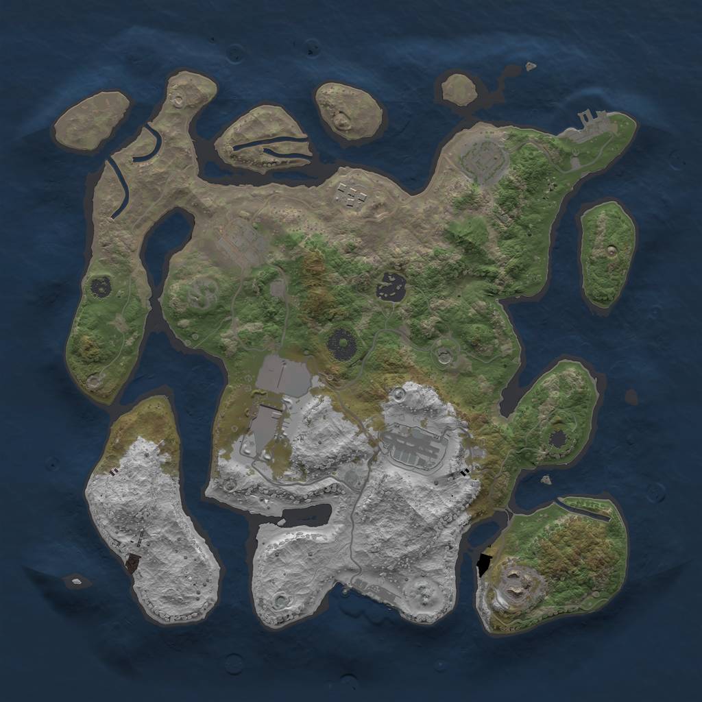 Rust Map: Procedural Map, Size: 3500, Seed: 30678, 12 Monuments