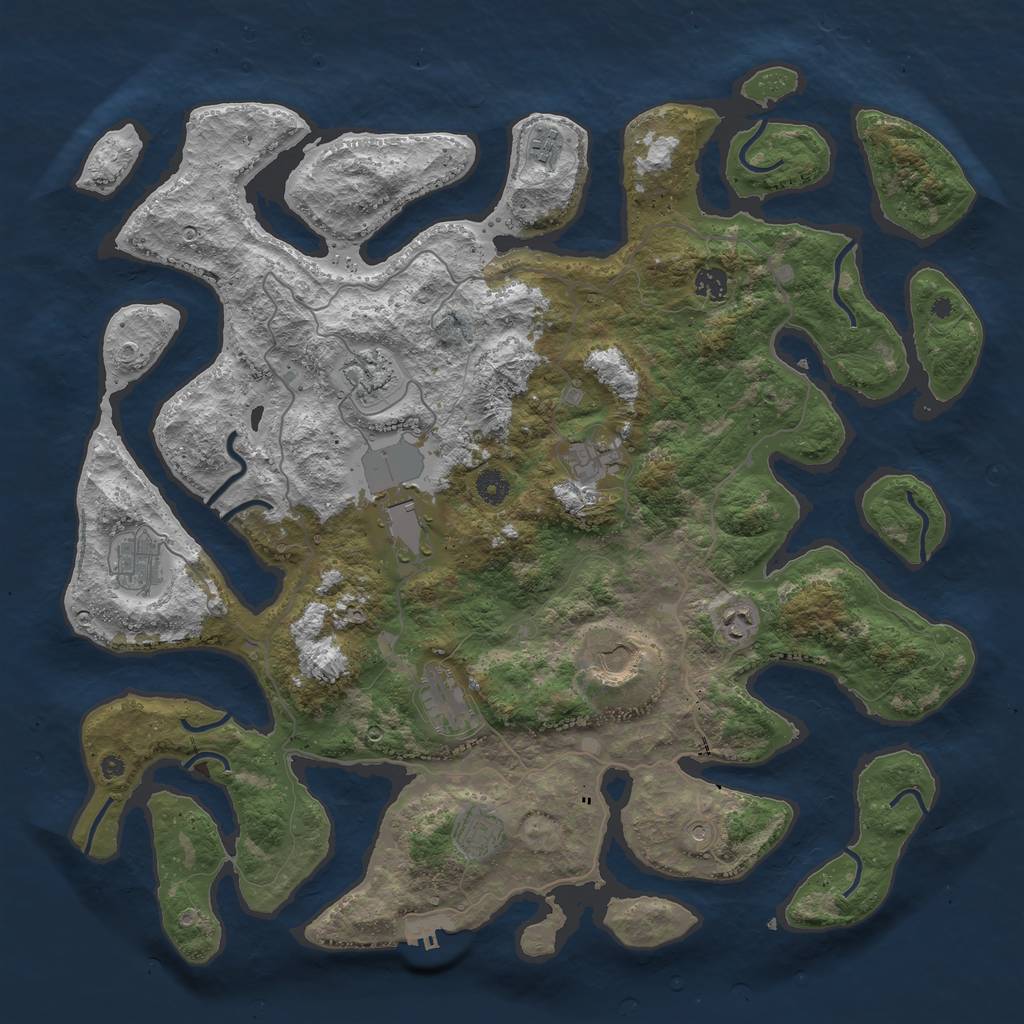 Rust Map: Procedural Map, Size: 4500, Seed: 2088312485, 14 Monuments