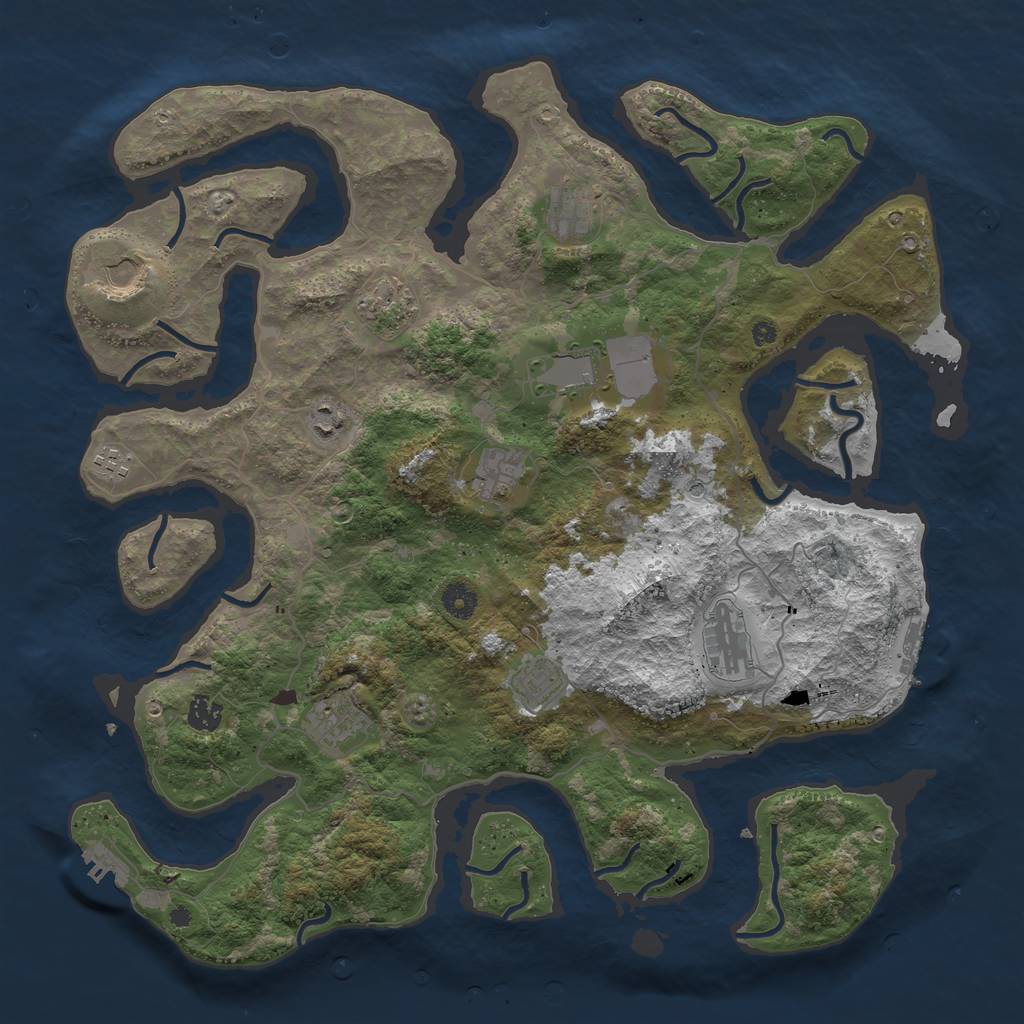 Rust Map: Procedural Map, Size: 4300, Seed: 423968778, 16 Monuments