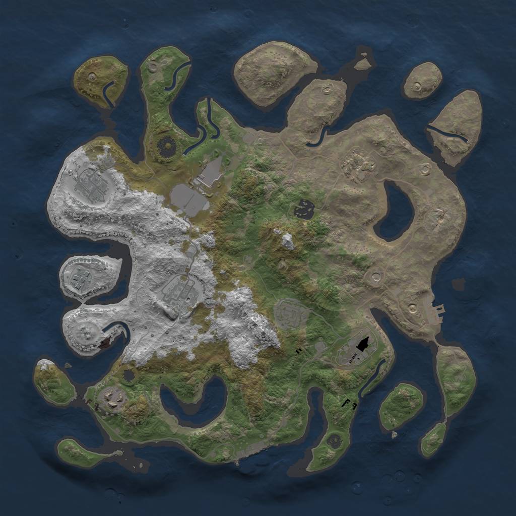 Rust Map: Procedural Map, Size: 3800, Seed: 42256479, 14 Monuments