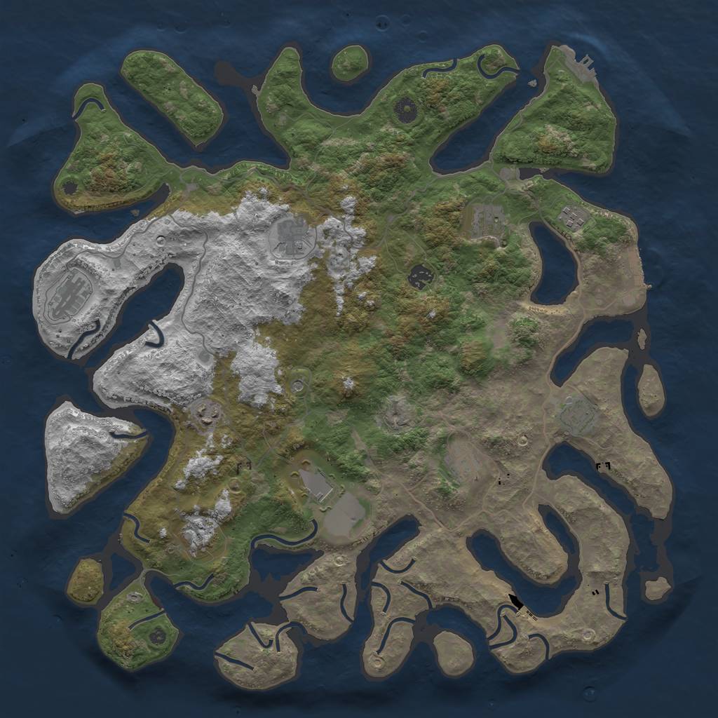 Rust Map: Procedural Map, Size: 4500, Seed: 700386460, 15 Monuments