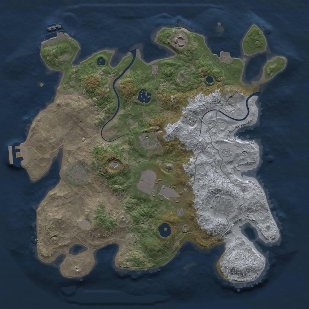 Rust Map: Procedural Map, Size: 3500, Seed: 456784, 13 Monuments