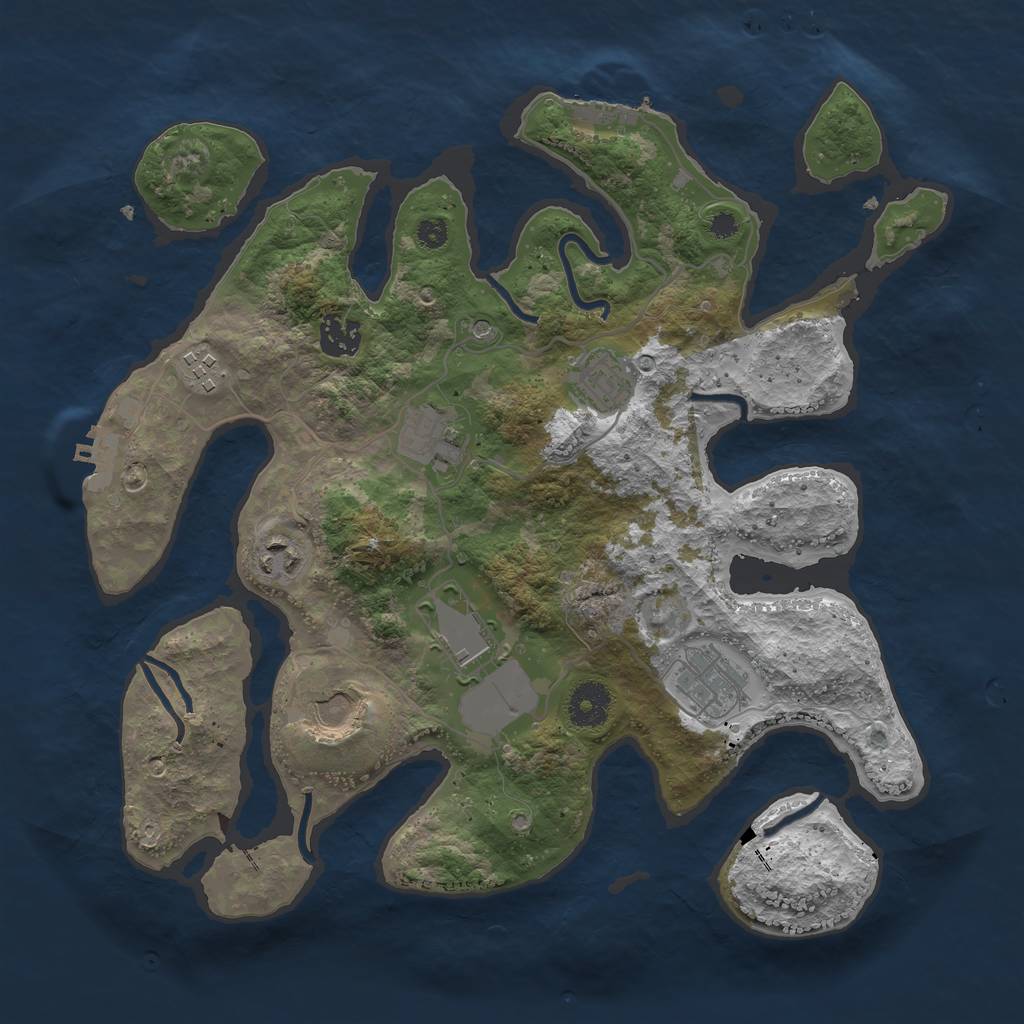 Rust Map: Procedural Map, Size: 3500, Seed: 456784, 13 Monuments