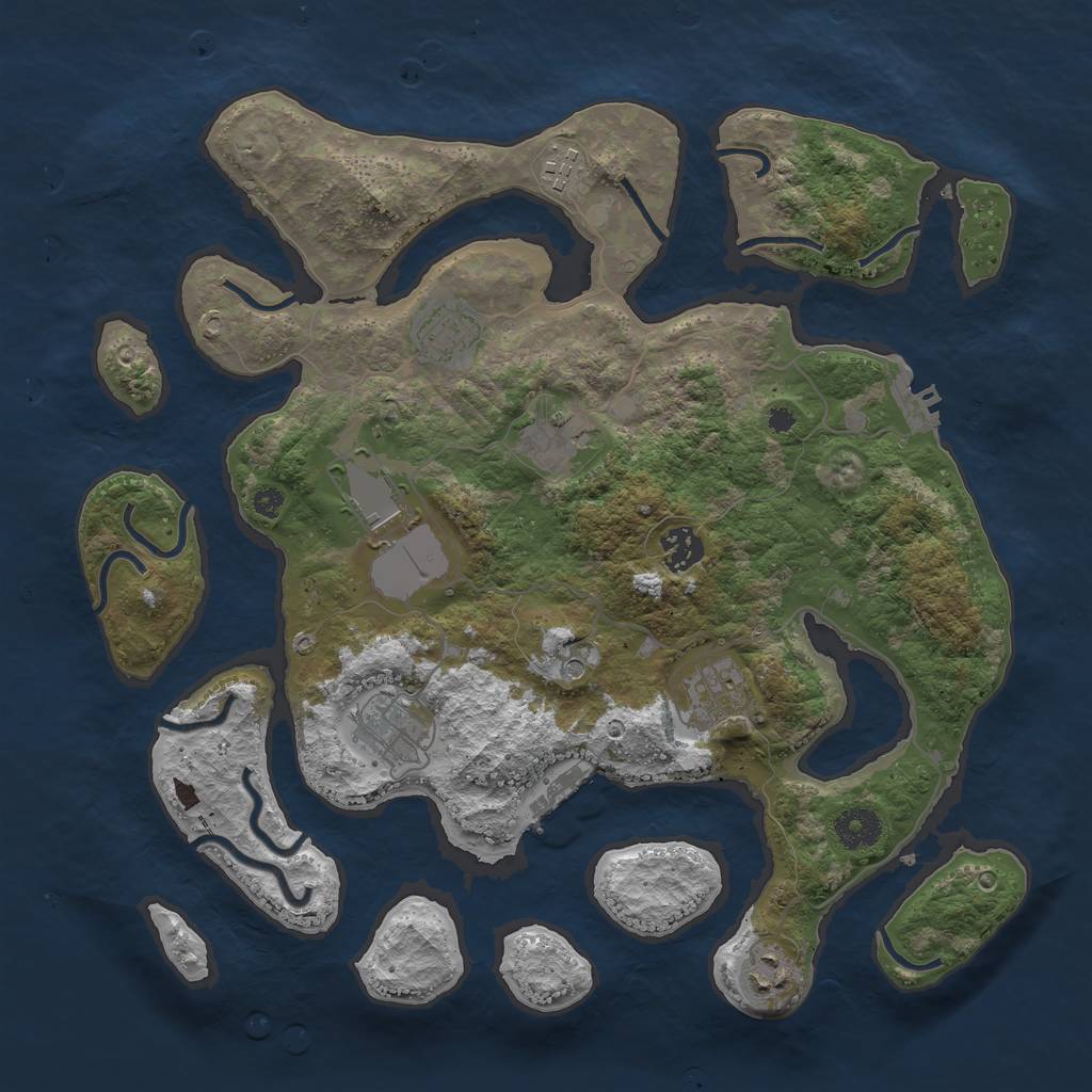 Rust Map: Procedural Map, Size: 3700, Seed: 2085990255, 13 Monuments