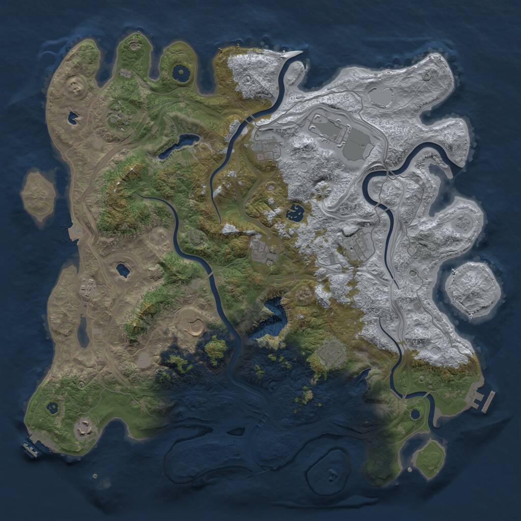 Rust Map: Procedural Map, Size: 4500, Seed: 642751, 16 Monuments