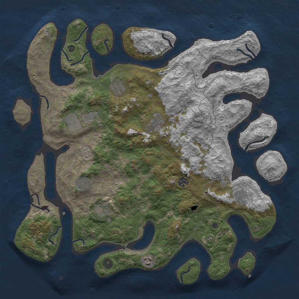 Rust Map: Procedural Map, Size: 4500, Seed: 642751, 12 Monuments