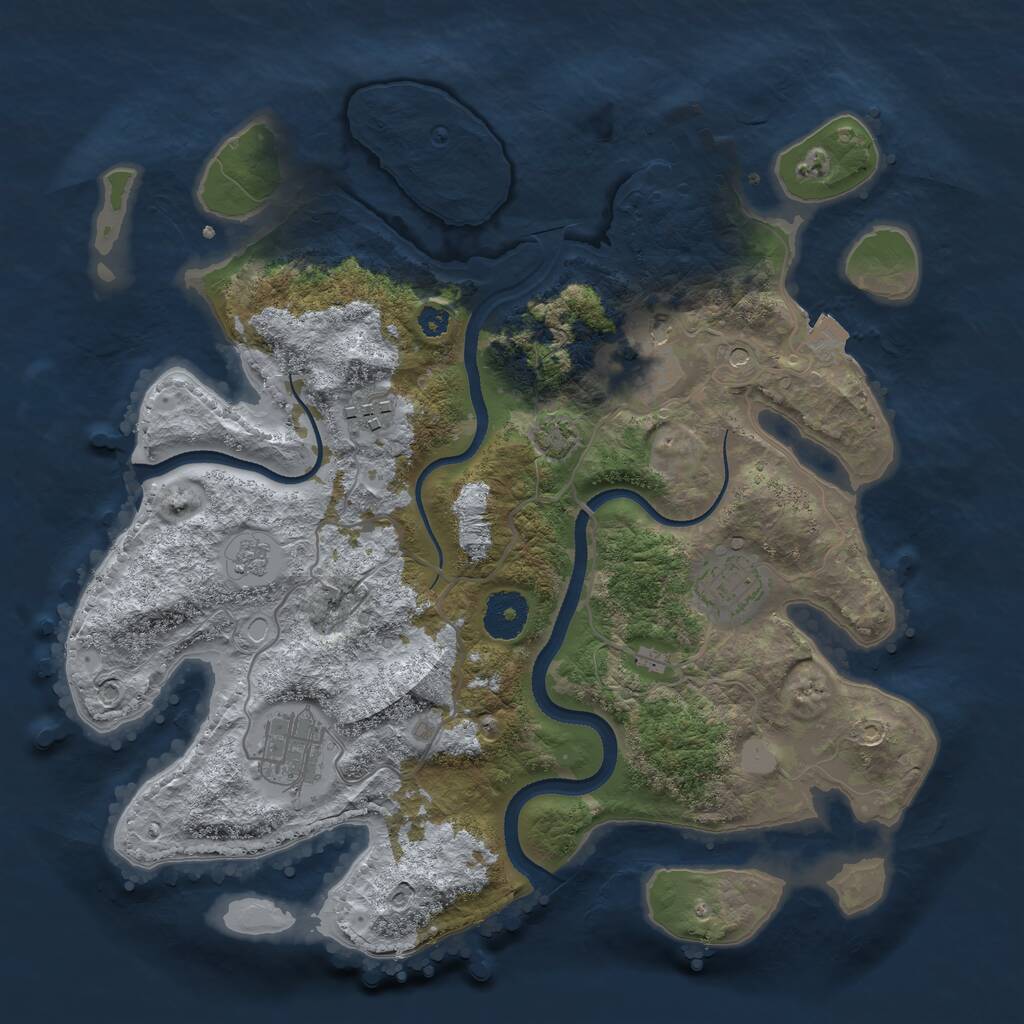 Rust Map: Procedural Map, Size: 3300, Seed: 228, 9 Monuments
