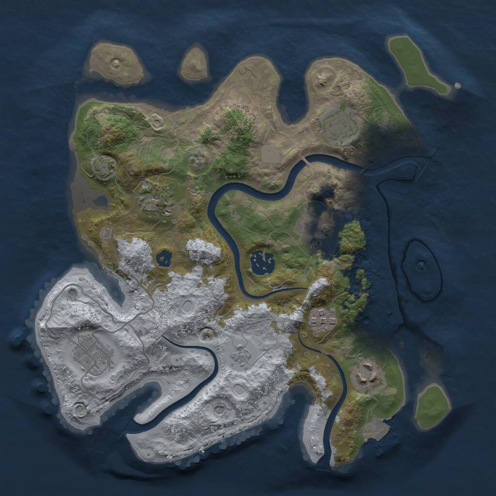 Rust Map: Procedural Map, Size: 3000, Seed: 507728172, 11 Monuments