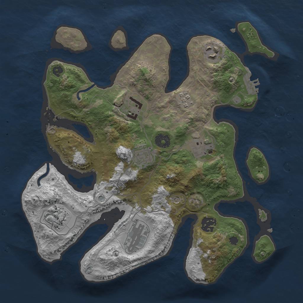 Rust Map: Procedural Map, Size: 3000, Seed: 507728172, 12 Monuments