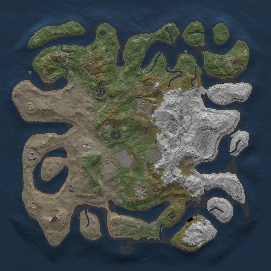 Rust Map: Procedural Map, Size: 4000, Seed: 24549039, 13 Monuments