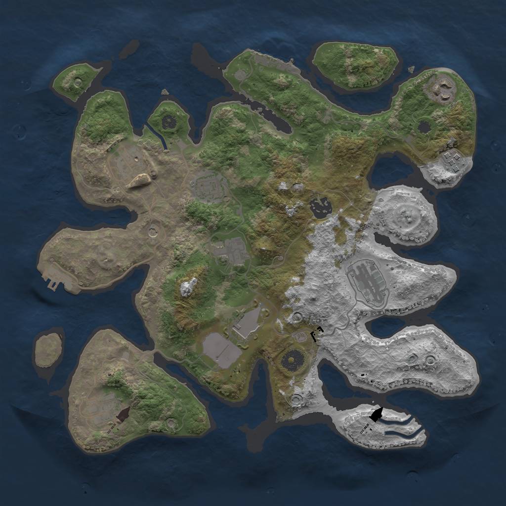 Rust Map: Procedural Map, Size: 3500, Seed: 154588056, 14 Monuments