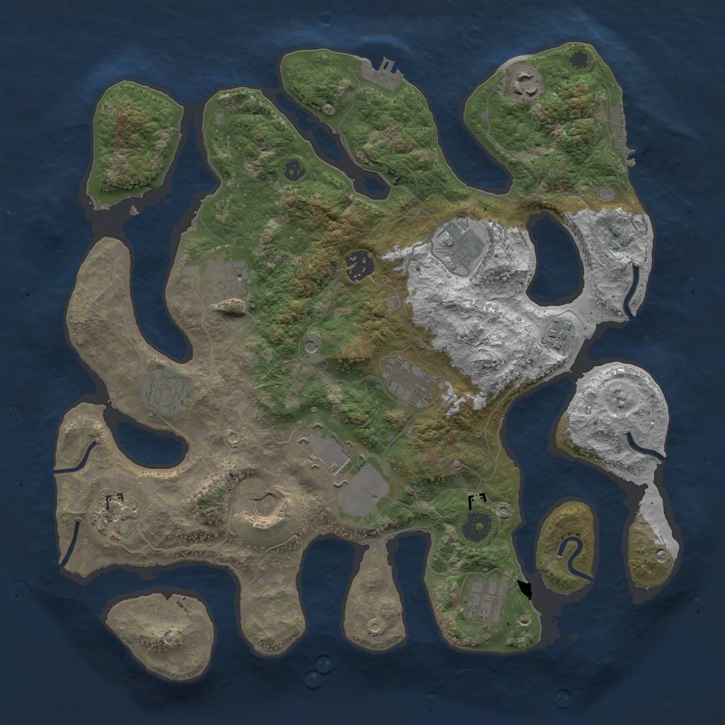 Rust Map: Procedural Map, Size: 3700, Seed: 1878015613, 16 Monuments