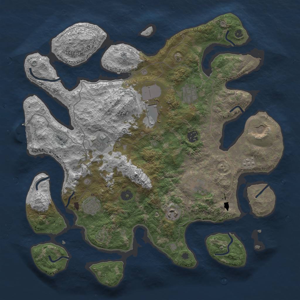 Rust Map: Procedural Map, Size: 4000, Seed: 347673408, 13 Monuments