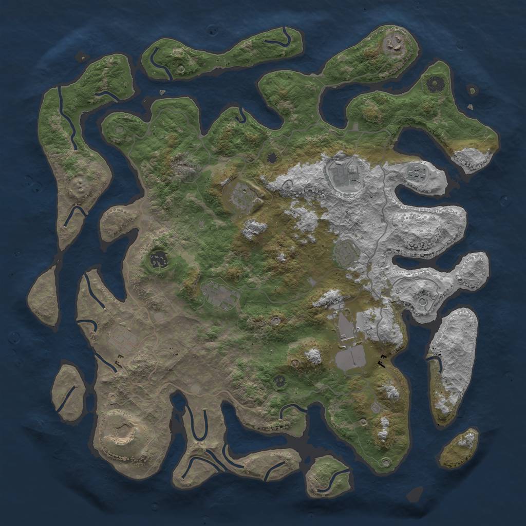 Rust Map: Procedural Map, Size: 4500, Seed: 154471159, 13 Monuments