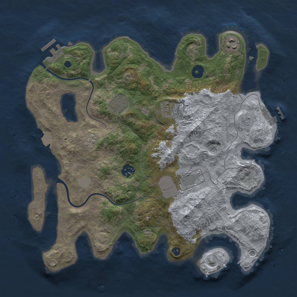 Rust Map: Procedural Map, Size: 3500, Seed: 1017238304, 12 Monuments