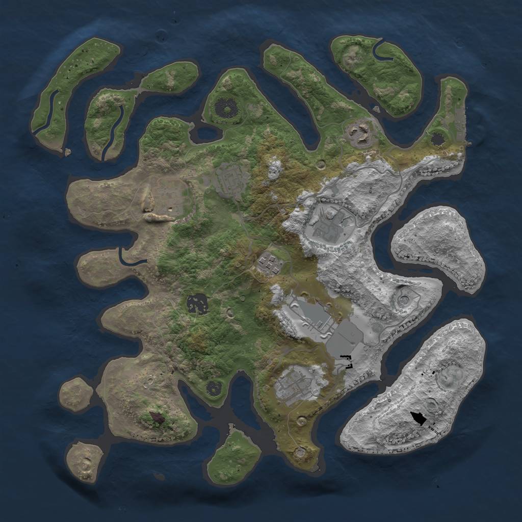 Rust Map: Procedural Map, Size: 3500, Seed: 452428459, 12 Monuments