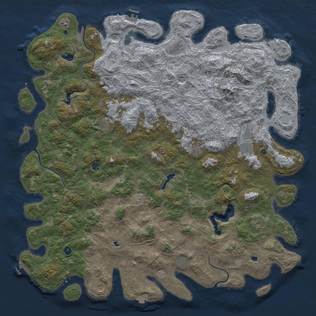 Rust Map: Procedural Map, Size: 6000, Seed: 421691822, 17 Monuments