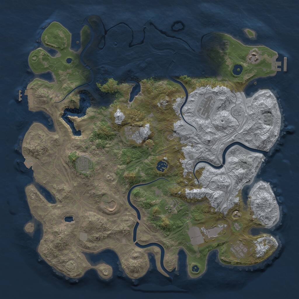 Rust Map: Procedural Map, Size: 4250, Seed: 865427494, 16 Monuments
