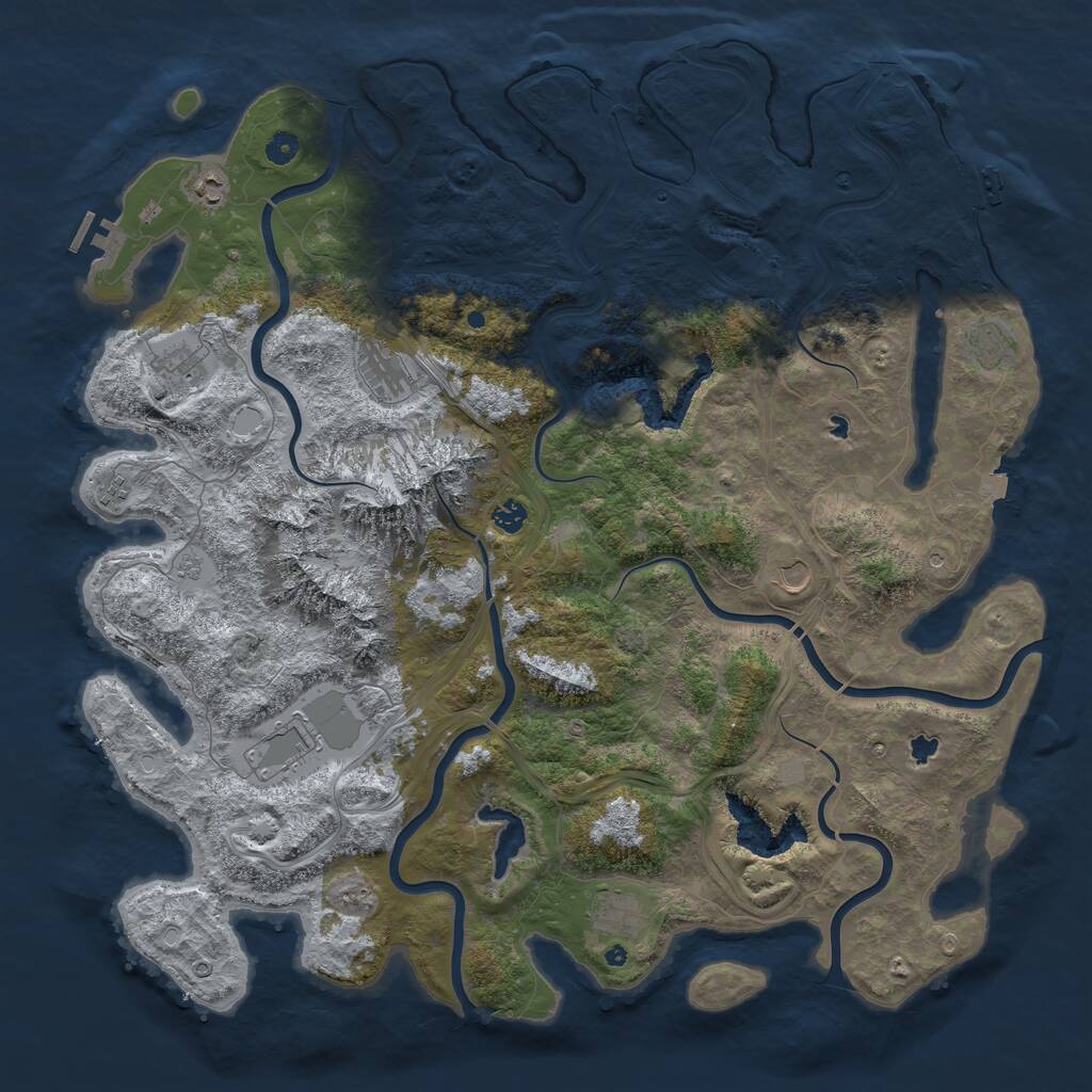 Rust Map: Procedural Map, Size: 5000, Seed: 12341324, 15 Monuments