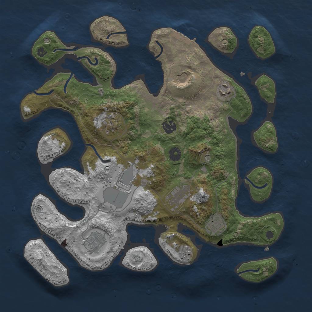 Rust Map: Procedural Map, Size: 3500, Seed: 23356, 13 Monuments