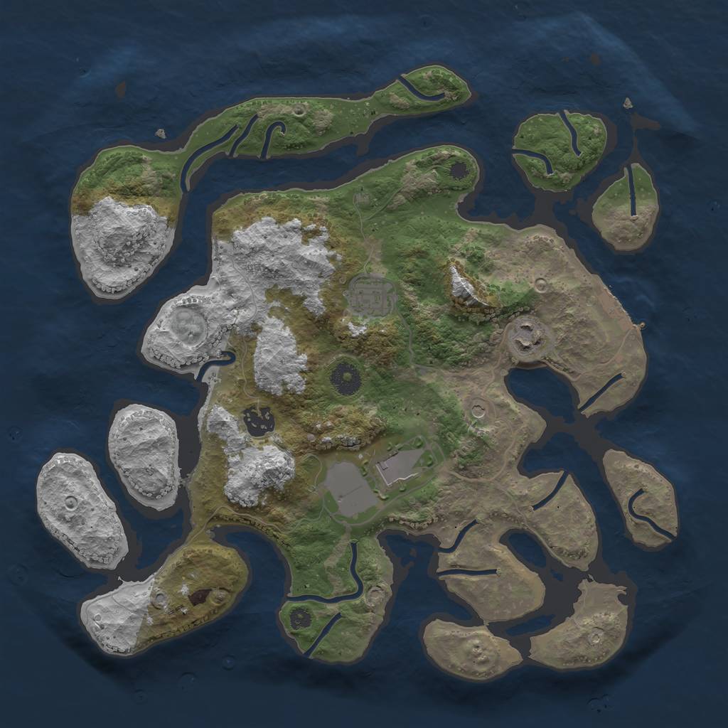 Rust Map: Procedural Map, Size: 3500, Seed: 3287, 8 Monuments