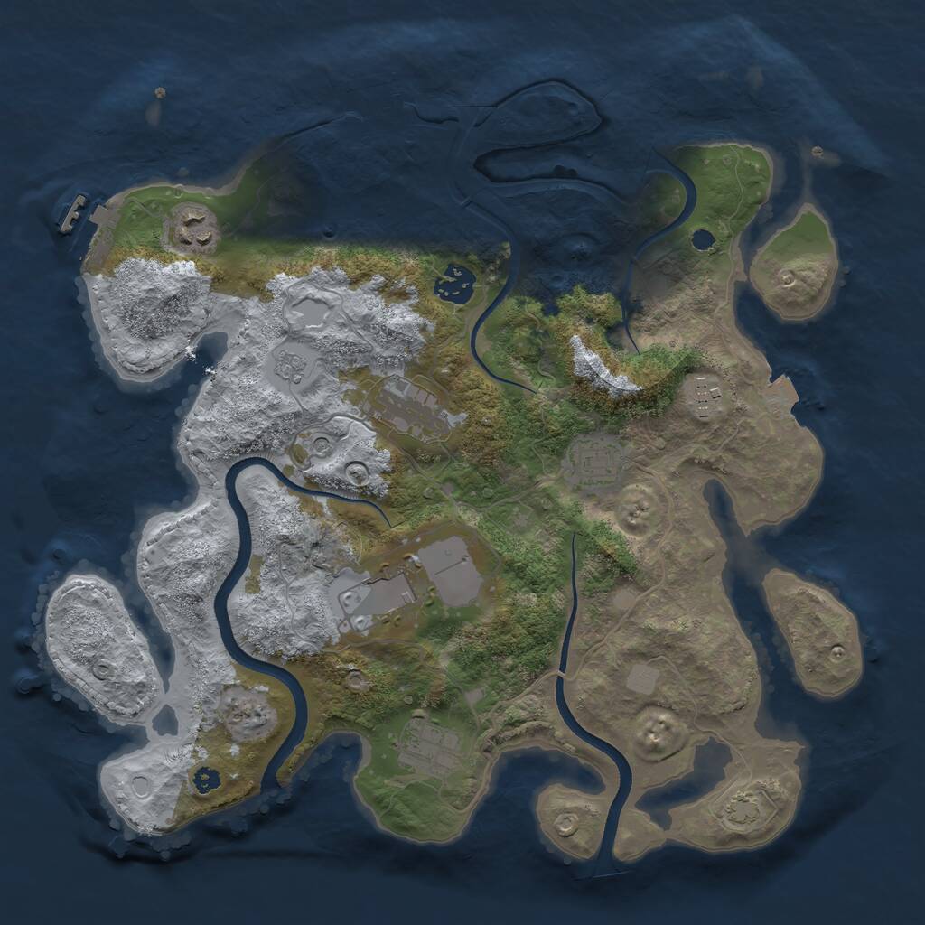 Rust Map: Procedural Map, Size: 3500, Seed: 3287, 13 Monuments