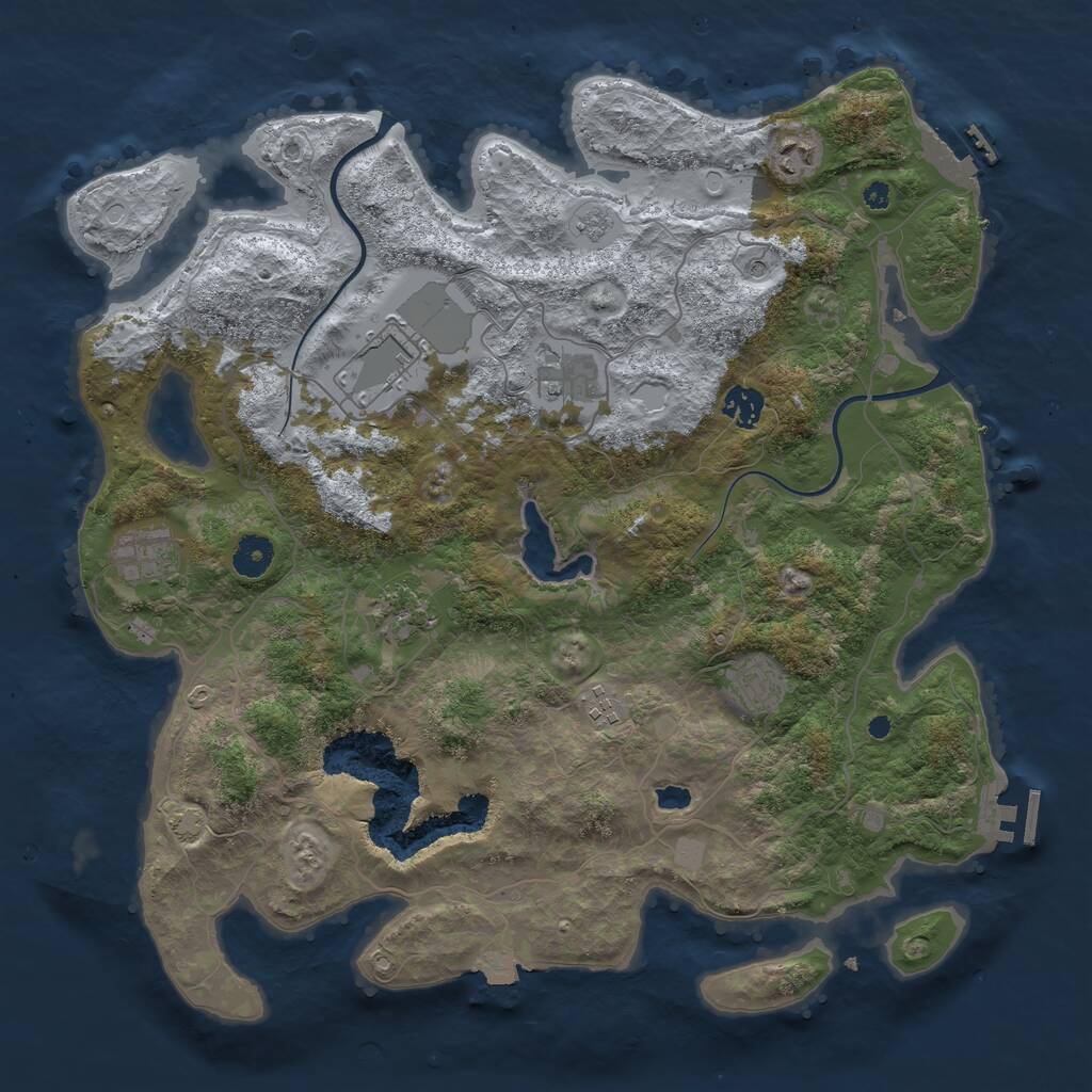 Rust Map: Procedural Map, Size: 4000, Seed: 735263, 14 Monuments