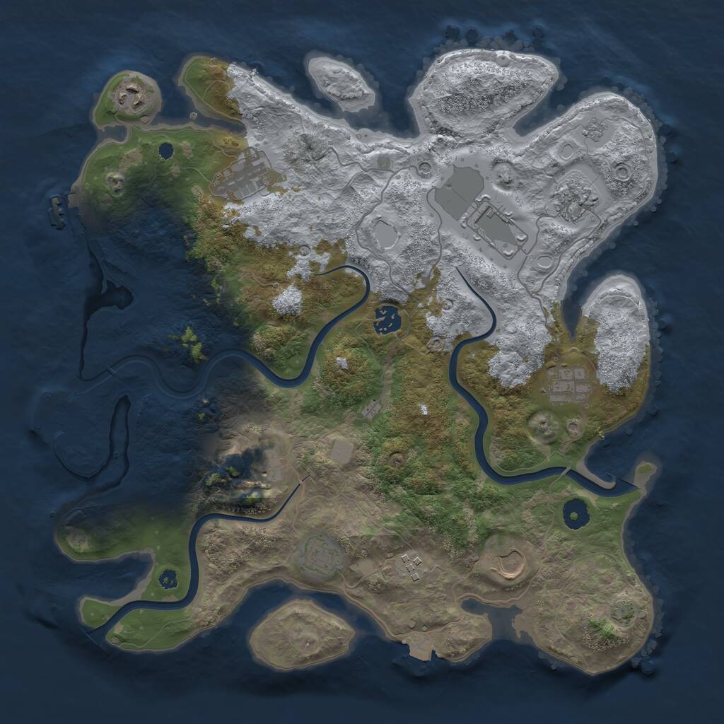 Rust Map: Procedural Map, Size: 3800, Seed: 191181692, 16 Monuments