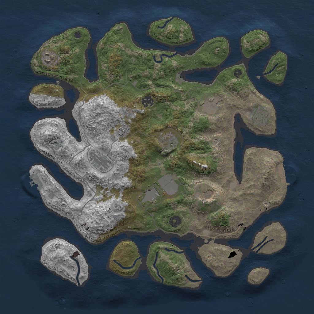 Rust Map: Procedural Map, Size: 4000, Seed: 12341324, 14 Monuments