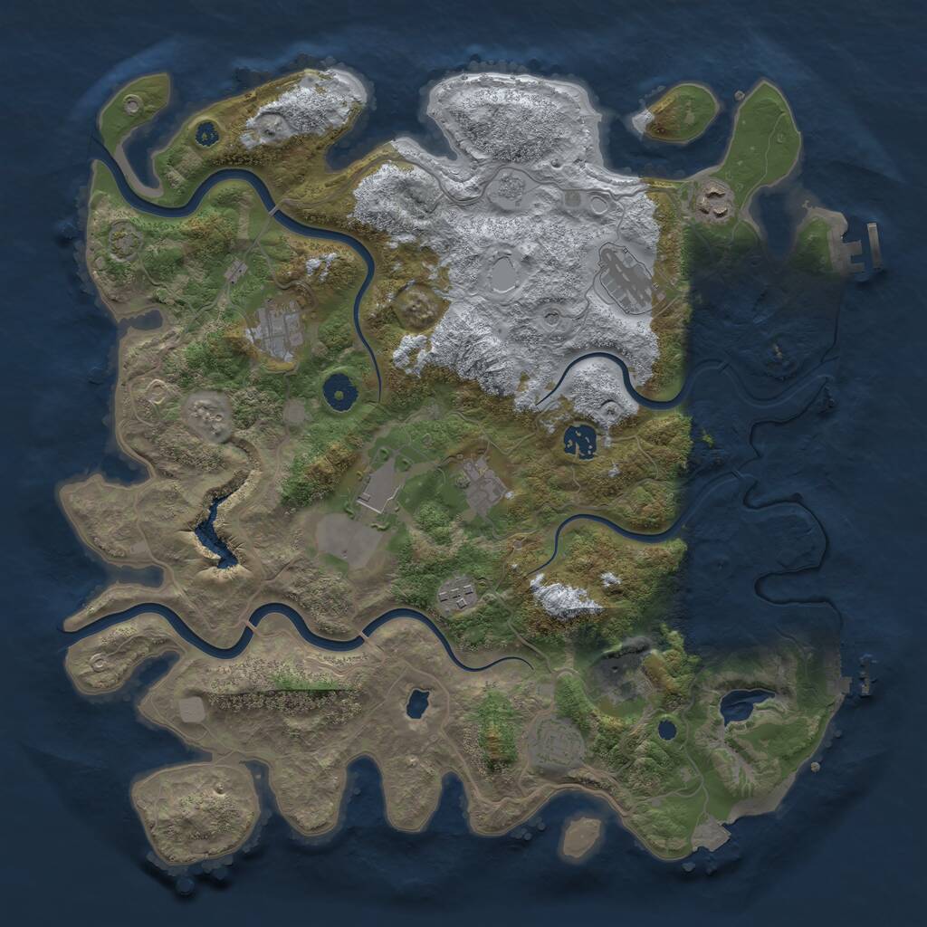 Rust Map: Procedural Map, Size: 4000, Seed: 909379499, 15 Monuments