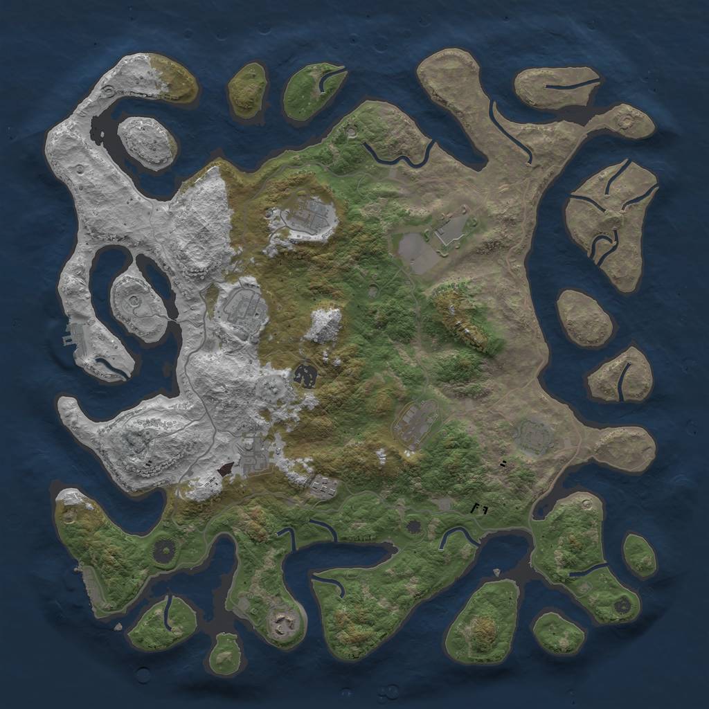 Rust Map: Procedural Map, Size: 4500, Seed: 1535508656, 14 Monuments