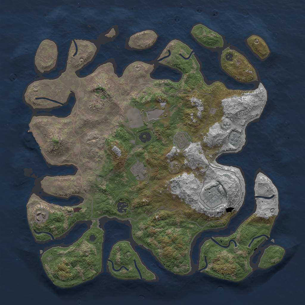 Rust Map: Procedural Map, Size: 4000, Seed: 974215846, 12 Monuments