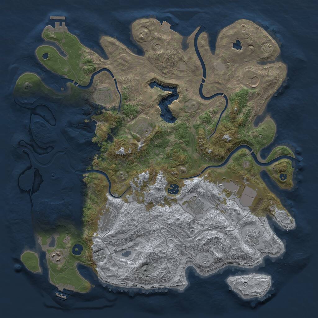 Rust Map: Procedural Map, Size: 4300, Seed: 965122041, 16 Monuments
