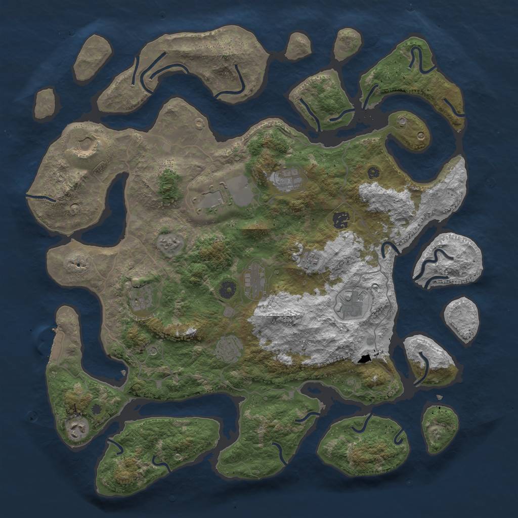 Rust Map: Procedural Map, Size: 4500, Seed: 2101793016, 14 Monuments