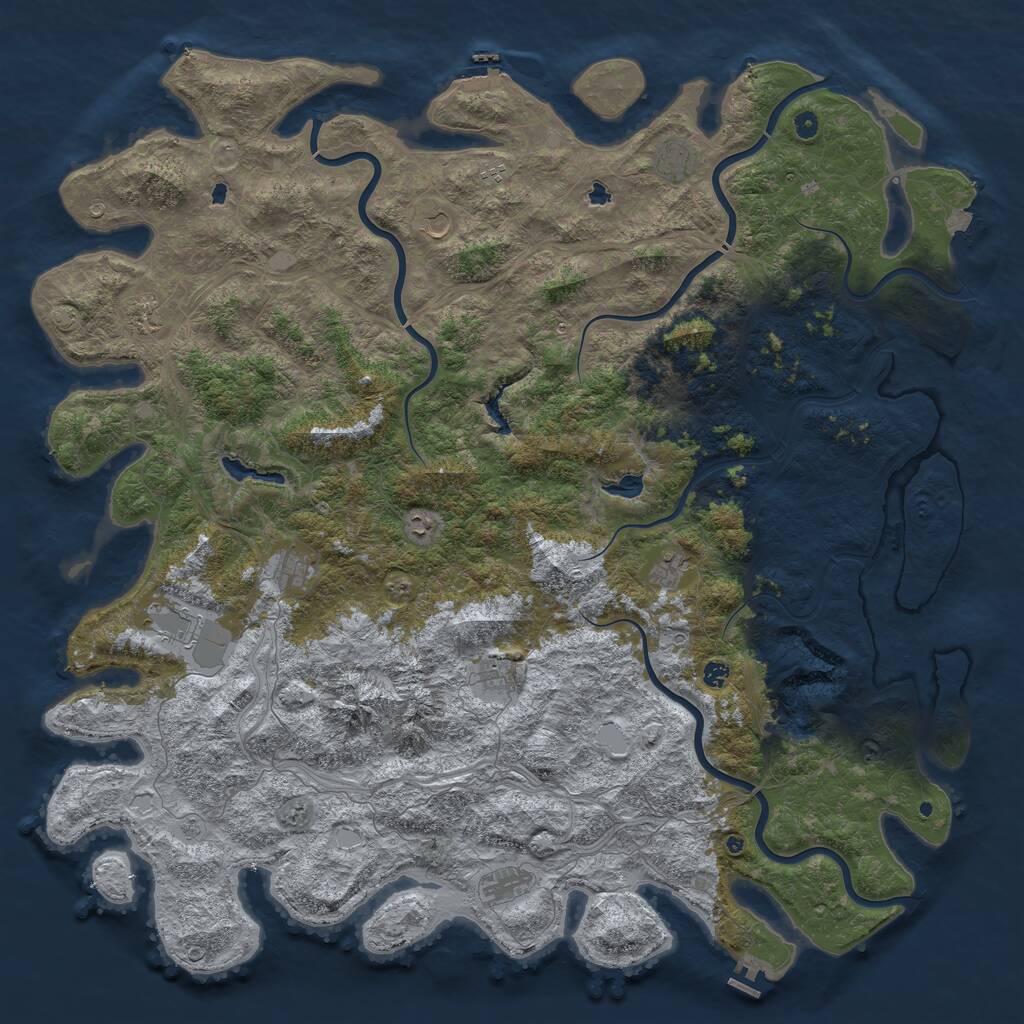 Rust Map: Procedural Map, Size: 6000, Seed: 684684087, 17 Monuments