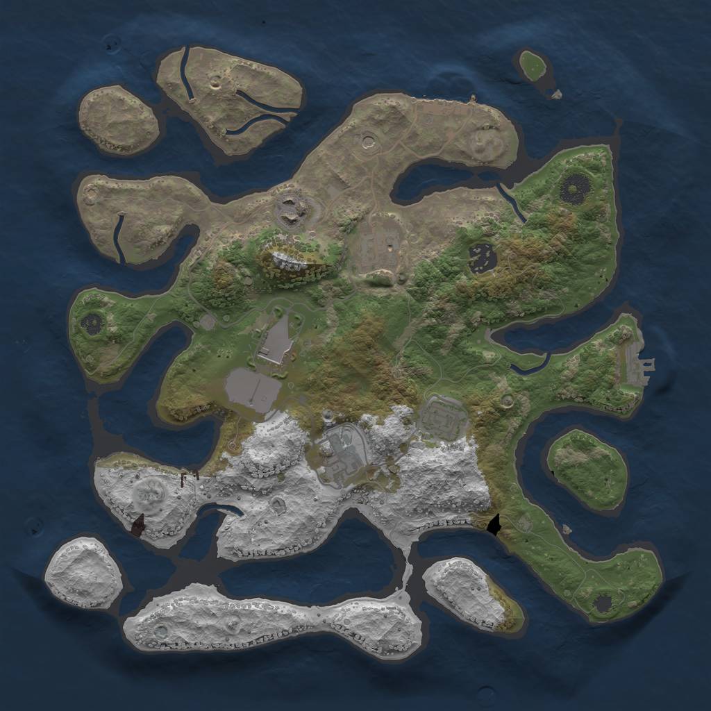 Rust Map: Procedural Map, Size: 3500, Seed: 740272819, 11 Monuments