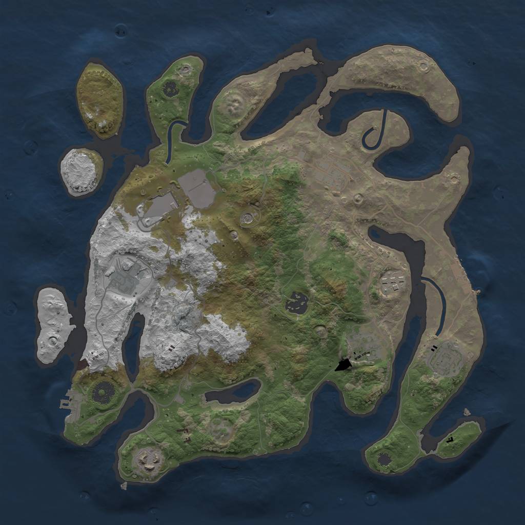 Rust Map: Procedural Map, Size: 3500, Seed: 9832304, 13 Monuments