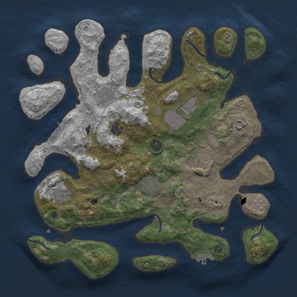 Rust Map: Procedural Map, Size: 3750, Seed: 104570844, 13 Monuments