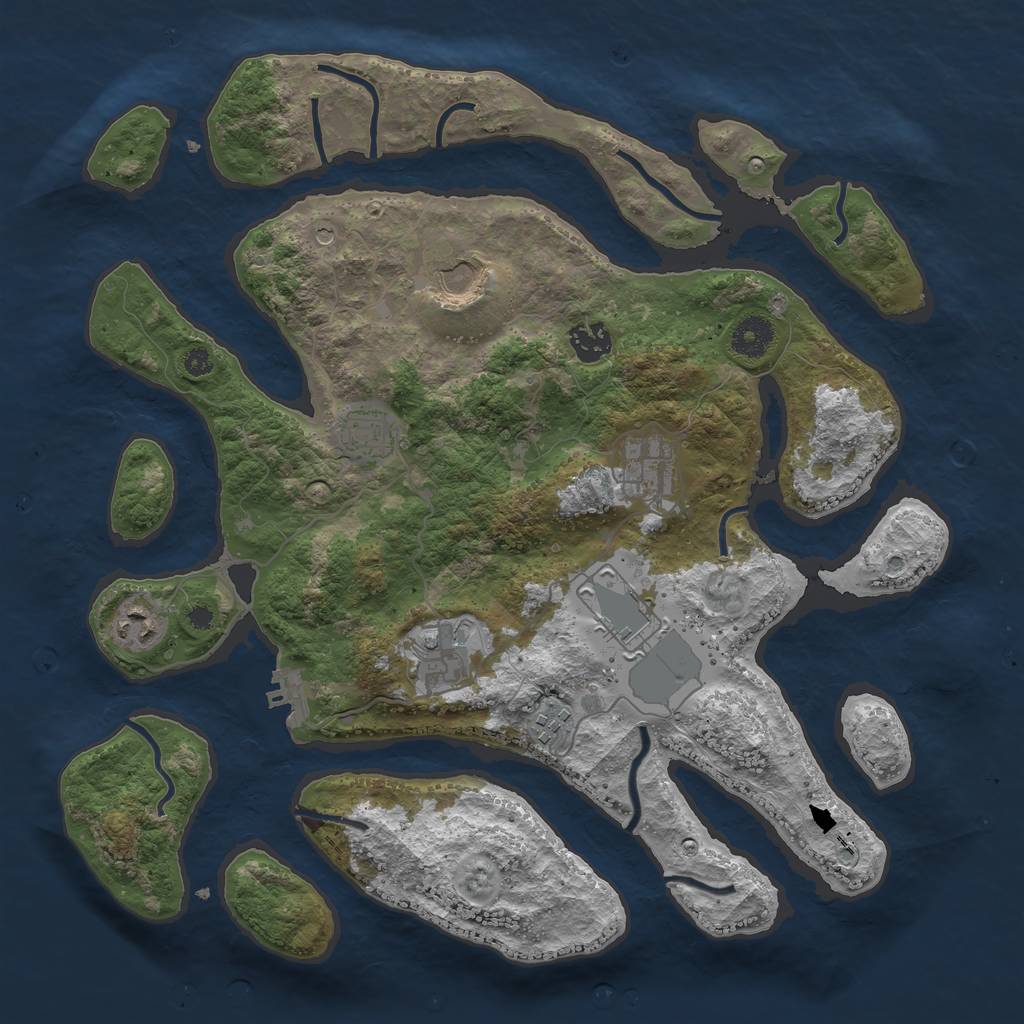 Rust Map: Procedural Map, Size: 3750, Seed: 749132797, 12 Monuments