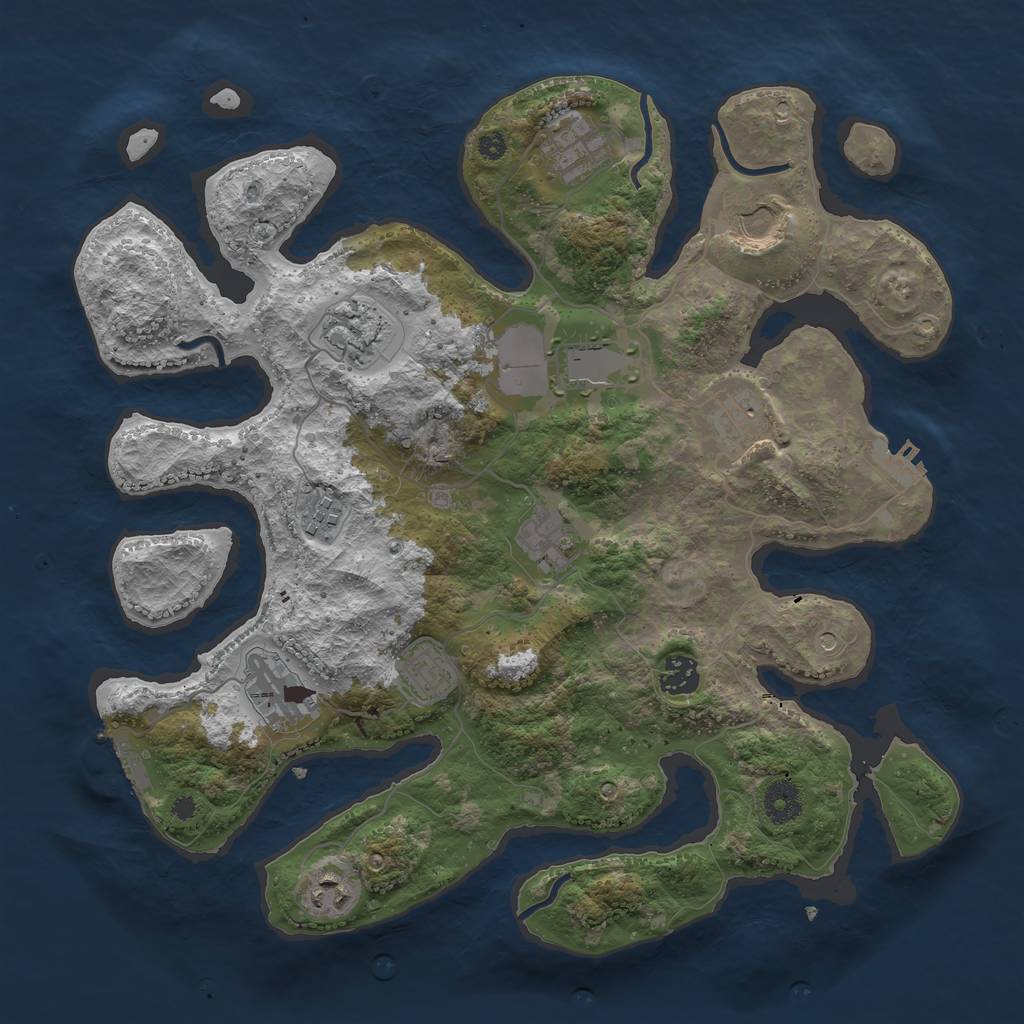Rust Map: Procedural Map, Size: 3750, Seed: 724454953, 16 Monuments