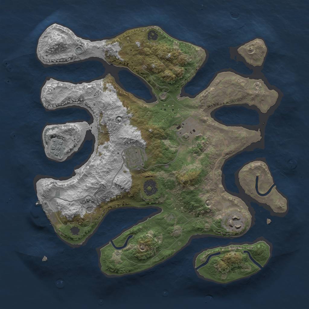 Rust Map: Procedural Map, Size: 3000, Seed: 724454953, 8 Monuments