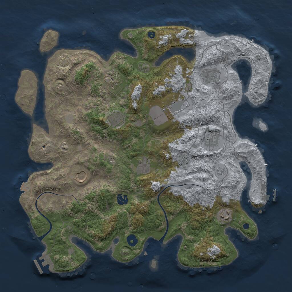 Rust Map: Procedural Map, Size: 3875, Seed: 1066105752, 16 Monuments