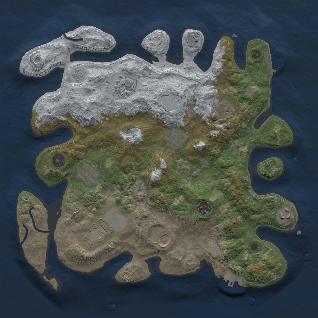 Rust Map: Procedural Map, Size: 3600, Seed: 816850036, 16 Monuments