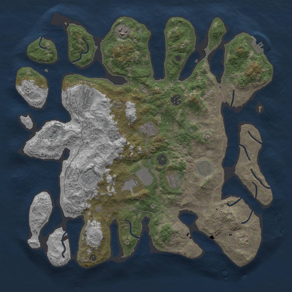 Rust Map: Procedural Map, Size: 4250, Seed: 2109566574, 14 Monuments